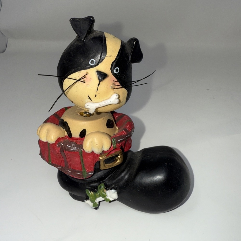 Christmas bobble head Dog Puppy In Black Boot Resin Figurine Scuffs
